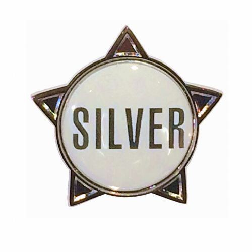 SILVER (text) star badge